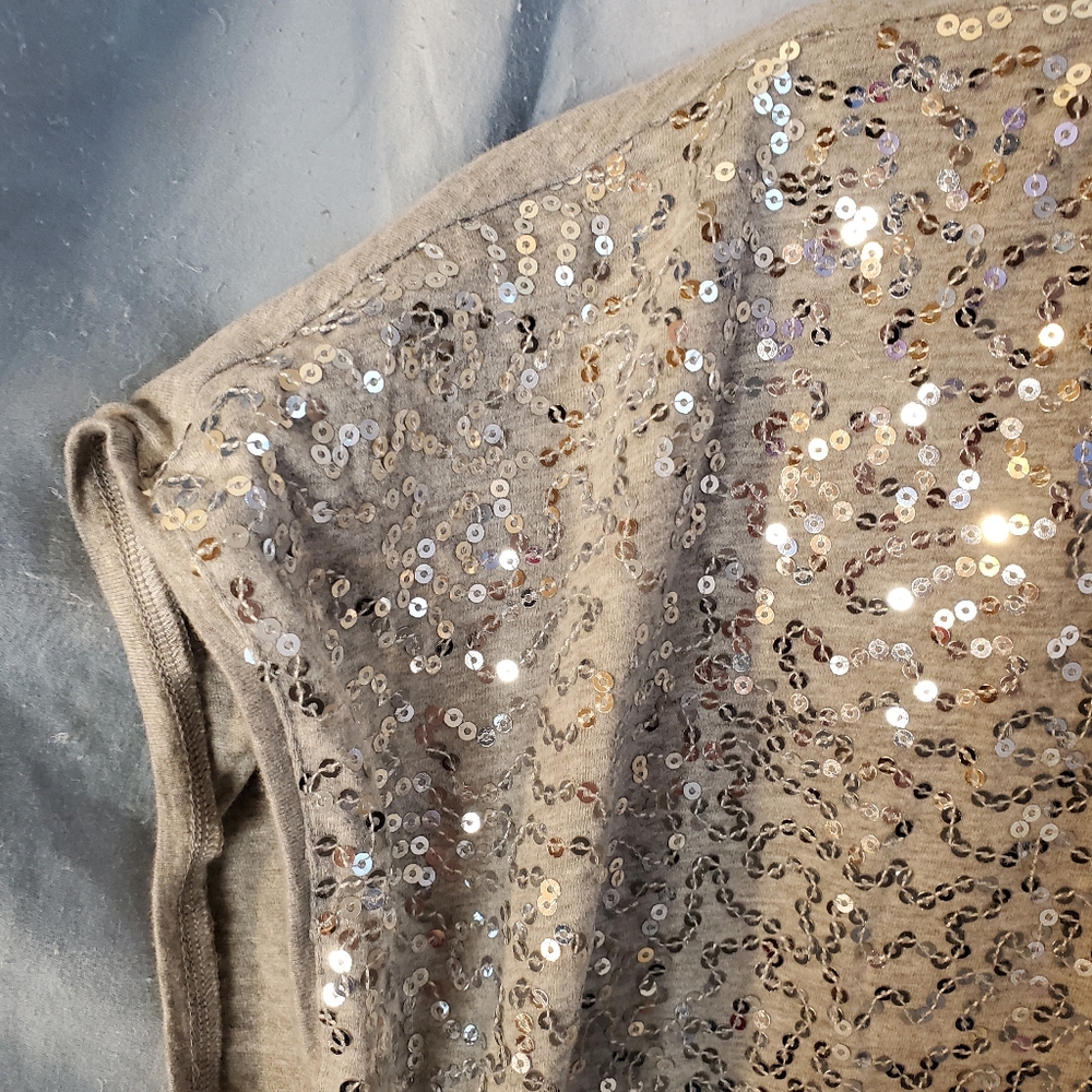 Chico's lined silver sequins round neck top Size 3 (US XL) - Picture 3 of 9